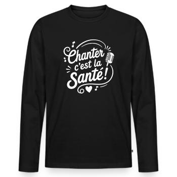 Chanter c’est la Santé Tee - T-shirt manches longues Premium bio Homme - noir - Devant - Nico (187cm)