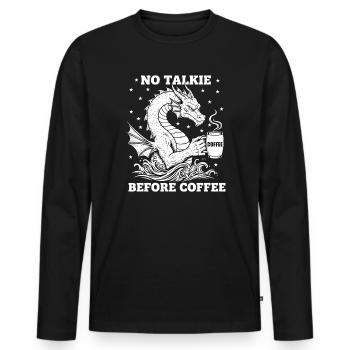 No Conversation Before Coffee Lover Dragon - Men's Premium Organic Long Sleeve Shirt - black - Front - Nico (187cm)