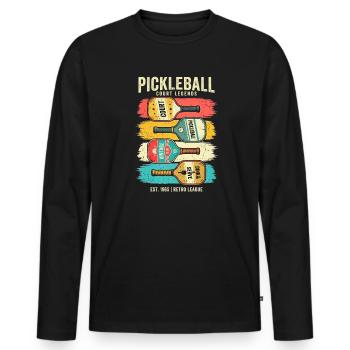  Funny Was That Out? Retro Pickleball Paddle - Männer Premium Bio Langarmshirt - Schwarz - Vorne - Nico (187cm)