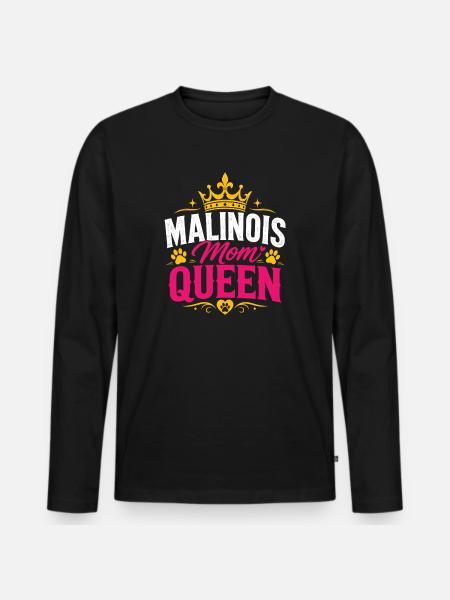 Malinois Mom Queen - Männer Premium Bio Langarmshirt - Schwarz