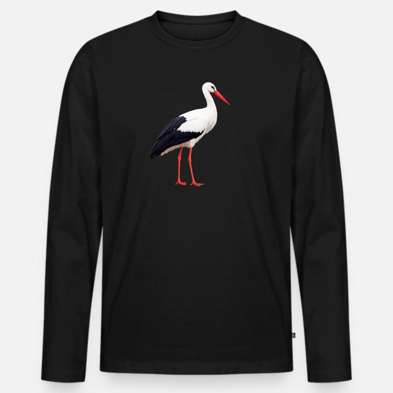 Storch - Männer Premium Bio Langarmshirt - Schwarz