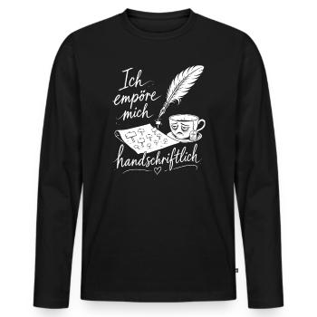 Ich empöre mich handschriftlich - Männer Premium Bio Langarmshirt - Schwarz - Vorne - Nico (187cm)