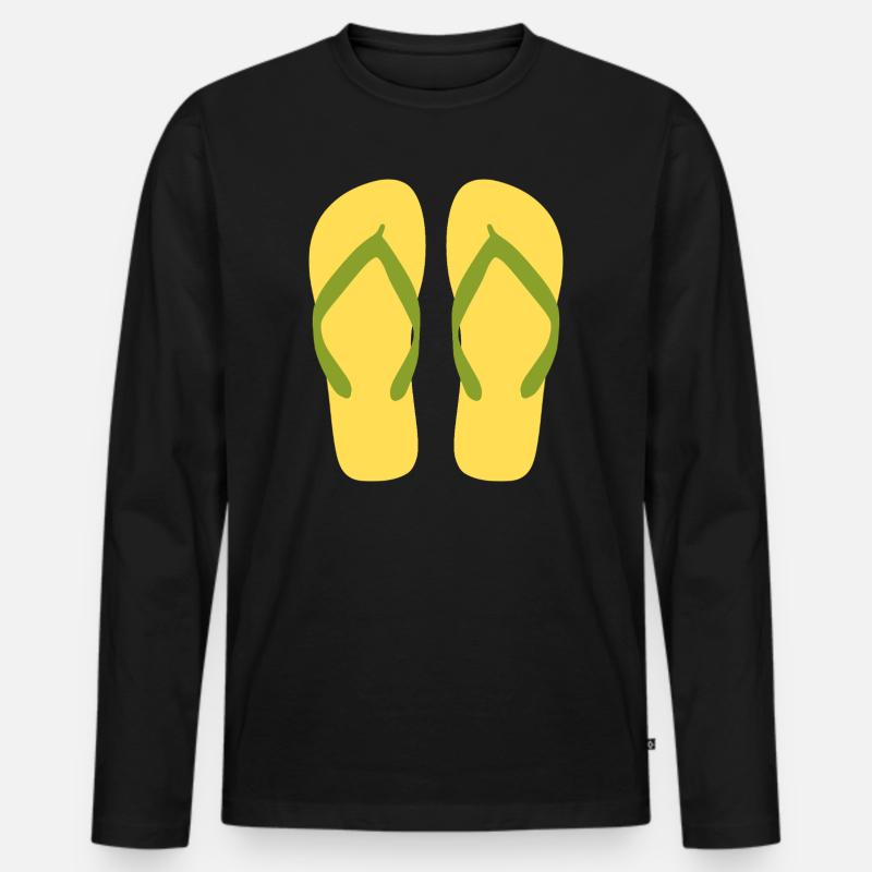 Sonnengelbe Flipflops - Männer Premium Bio Langarmshirt - Schwarz