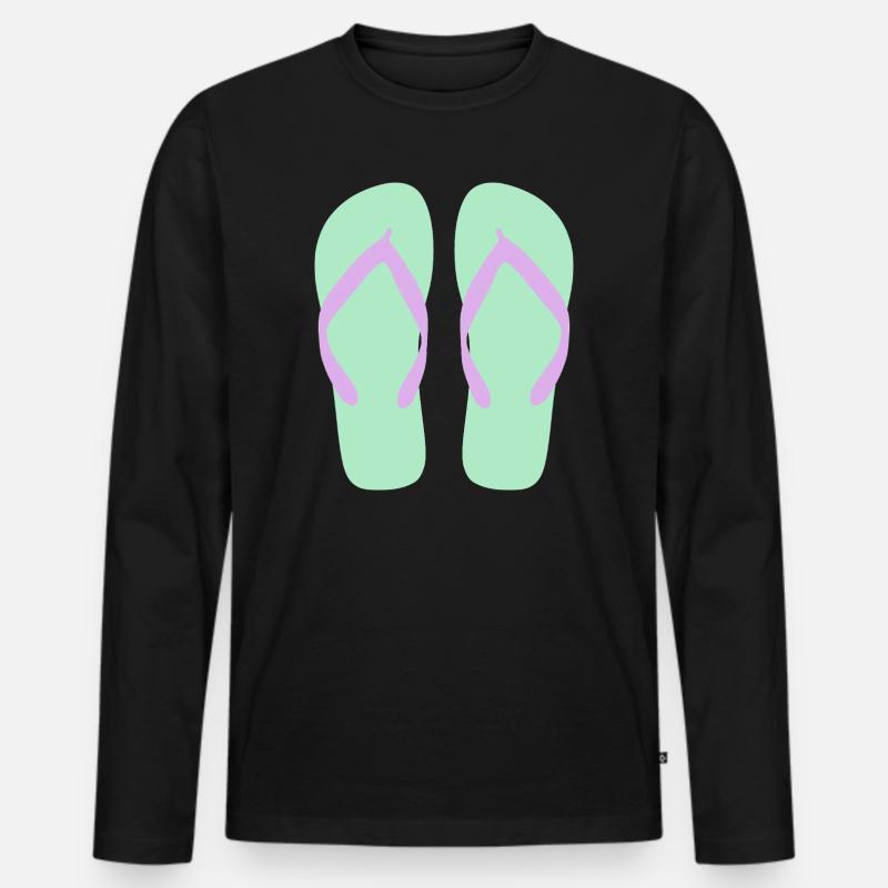 Mint Flip-Flops Lavendelriemen - Männer Premium Bio Langarmshirt - Schwarz