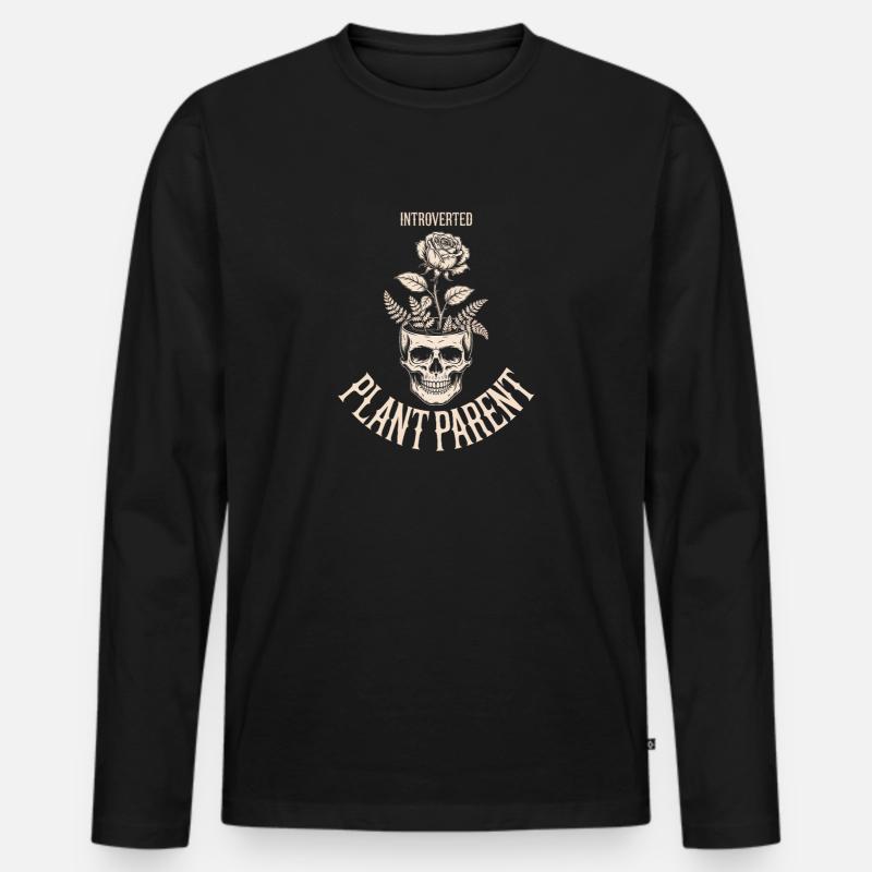 Introvertierter Pflanzenelternschädel - Männer Premium Bio Langarmshirt - Schwarz