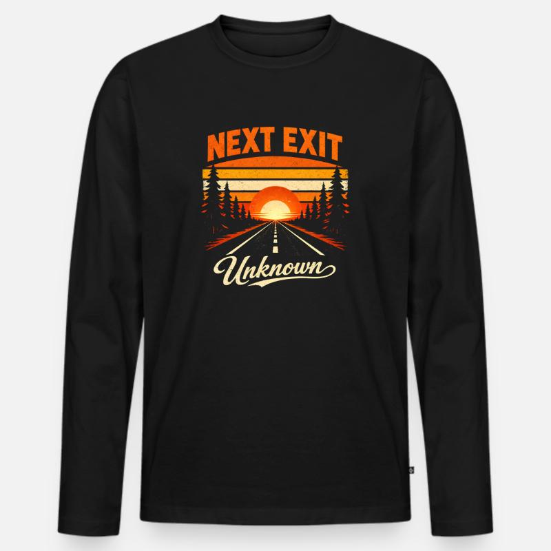 Next exit Unknown | Road trip - Men's Premium Organic Long Sleeve Shirt - black