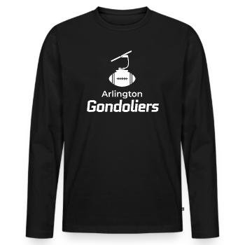 Arlington Gondoliers Crest - Men's Premium Organic Long Sleeve Shirt - black - Front - Nico (187cm)