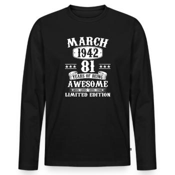 Vintage King Badge 1942 Limited Edition - Men's Premium Organic Long Sleeve Shirt - black - Front - Nico (187cm)