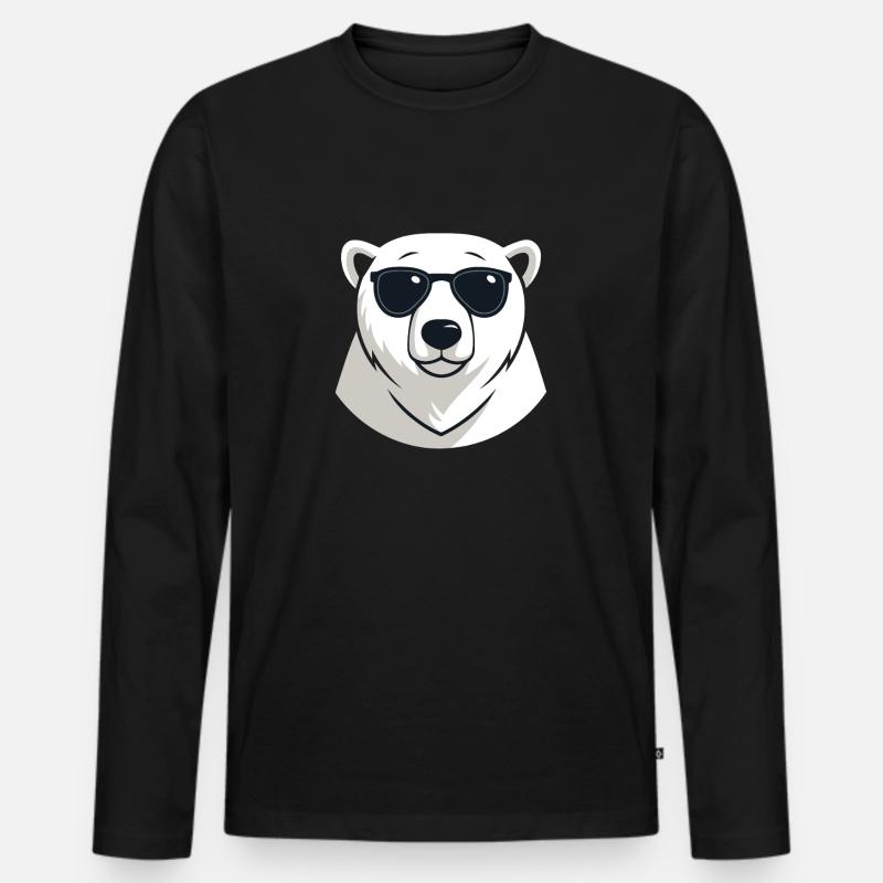 Eisbär mit dunkler Brille - Männer Premium Bio Langarmshirt - Schwarz