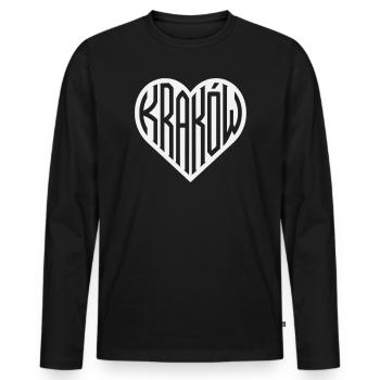 Geometrisches Herzlogo Krakau Polen - Männer Premium Bio Langarmshirt - Schwarz - Vorne - Nico (187cm)