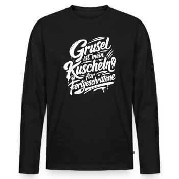Grusel ist mein Kuschel Fortgeschrittene - Männer Premium Bio Langarmshirt - Schwarz - Vorne - Nico (187cm)