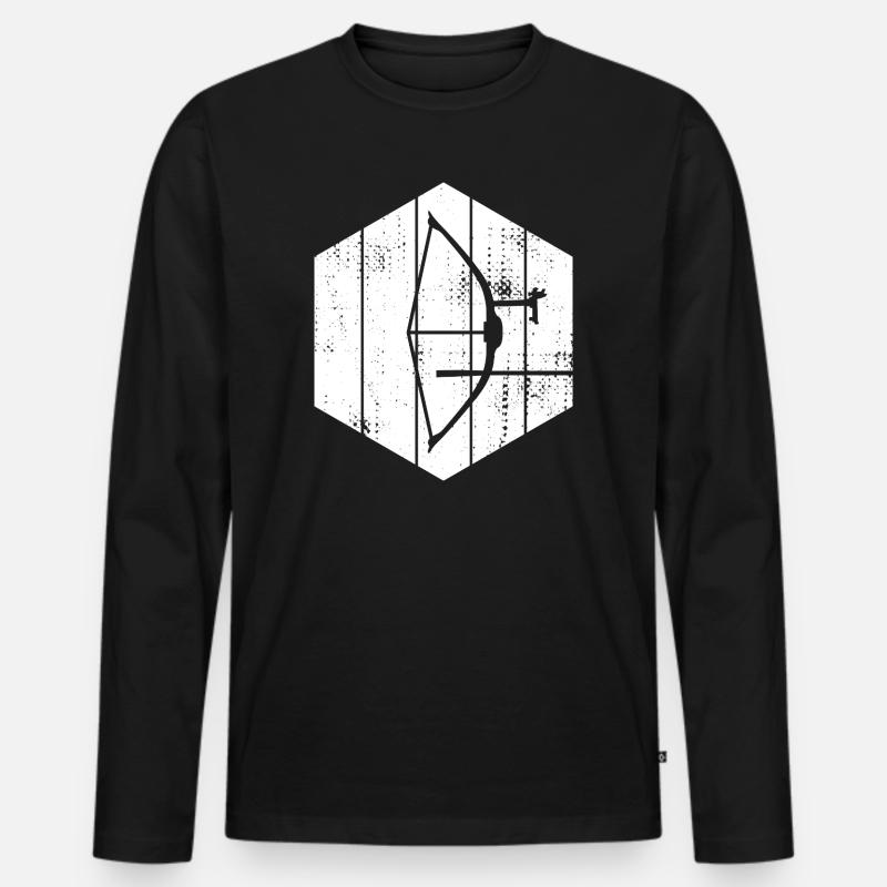 Bogen und Pfeil Skizze - Männer Premium Bio Langarmshirt - Schwarz