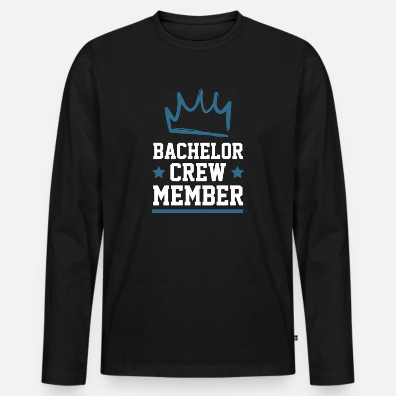 Bachelor Crew - Männer Premium Bio Langarmshirt - Schwarz