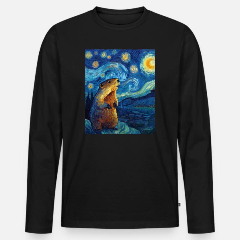 Murmeltier - Männer Premium Bio Langarmshirt - Schwarz