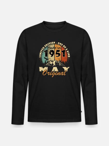 1951 Made in May Original - Men's Premium Organic Long Sleeve Shirt - black