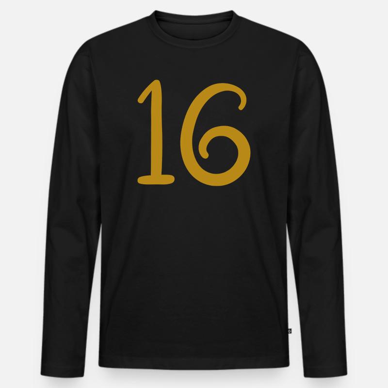 16 - Männer Premium Bio Langarmshirt - Schwarz