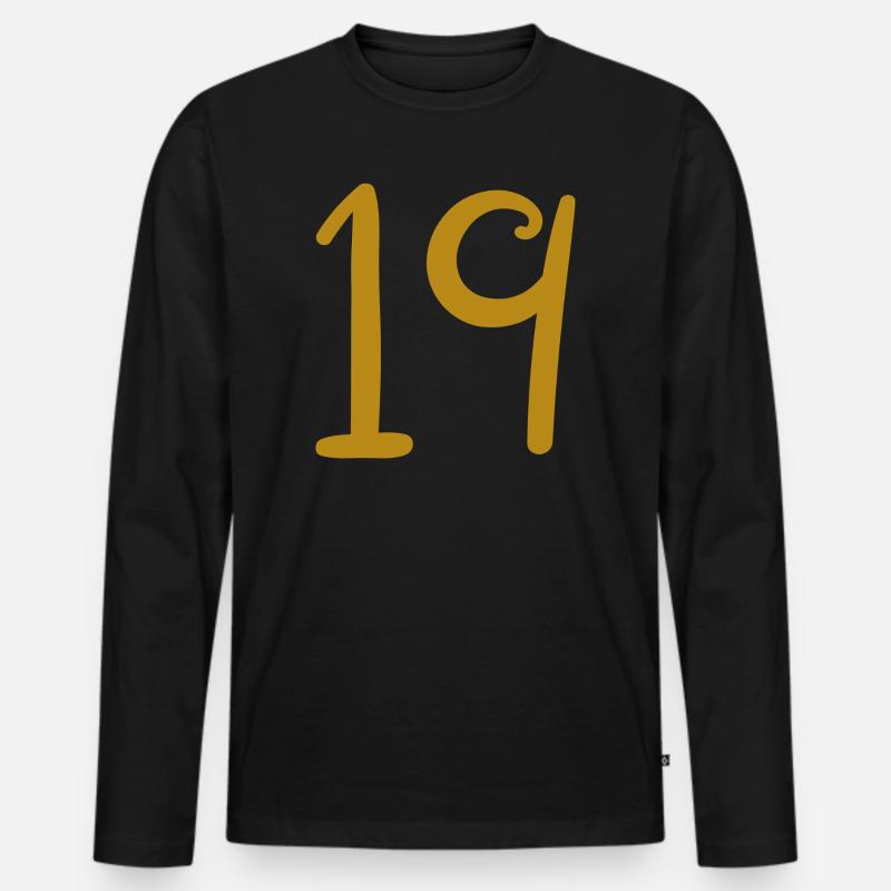 19 - Männer Premium Bio Langarmshirt - Schwarz