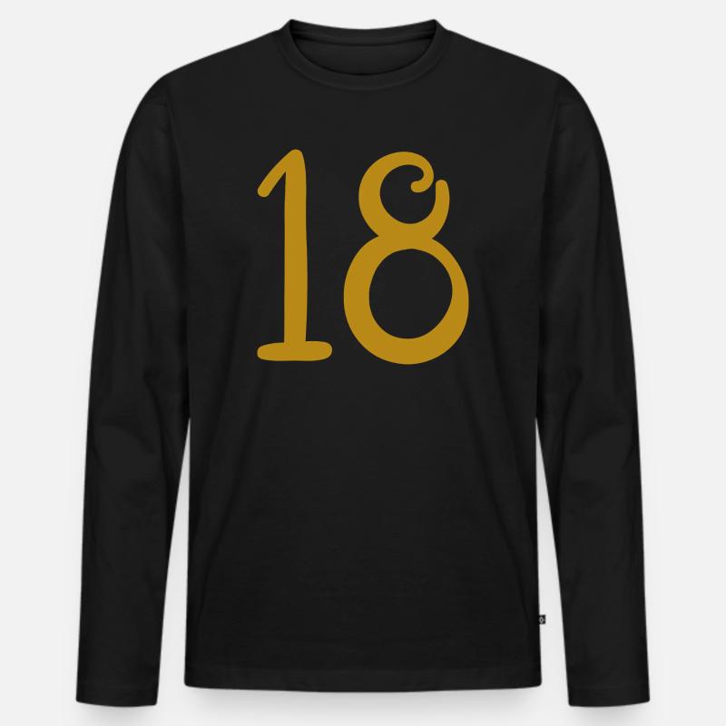 18 - Männer Premium Bio Langarmshirt - Schwarz