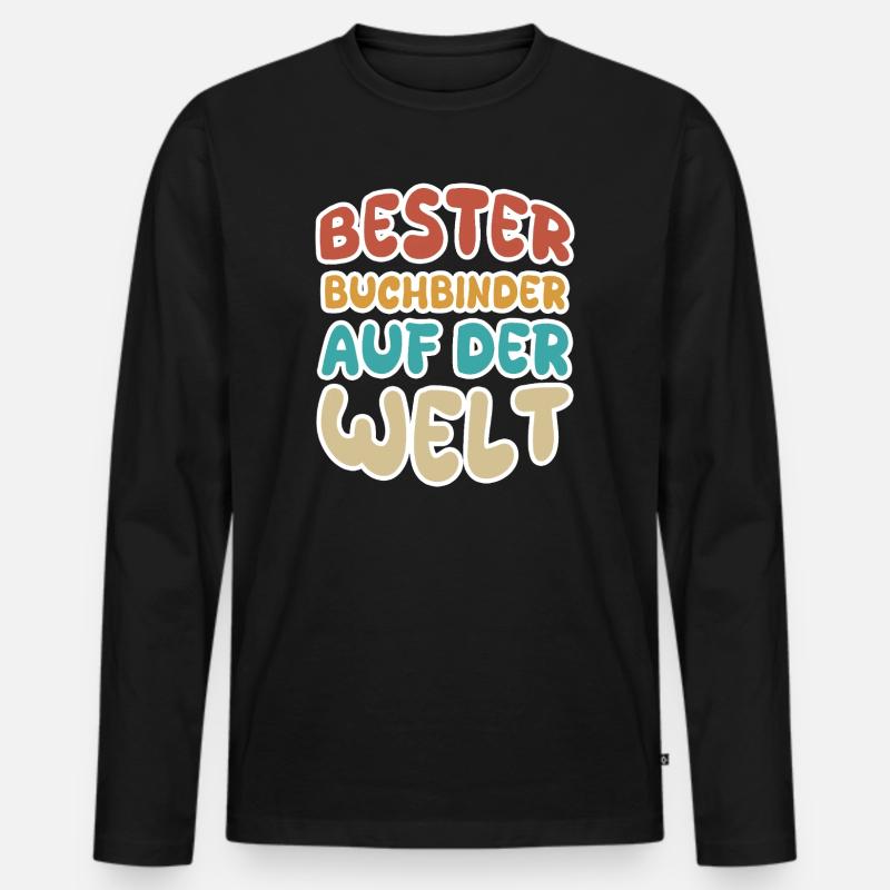 Buchbinder als Beruf - Männer Premium Bio Langarmshirt - Schwarz
