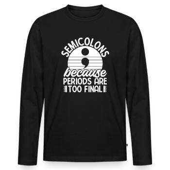 Points au point-virgule Trop Finale Point-virgule - T-shirt manches longues Premium bio Homme - noir - Devant - Nico (187cm)