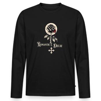 Romantic Decay Gothic Rose Design - Men's Premium Organic Long Sleeve Shirt - black - Front - Nico (187cm)