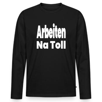 Arbeiten - Männer Premium Bio Langarmshirt - Schwarz - Vorne - Nico (187cm)