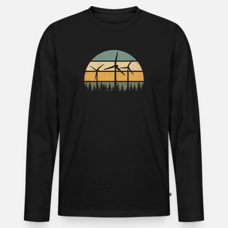 Windkraft Windrad Windenergie Windräder - Männer Premium Bio Langarmshirt - Schwarz