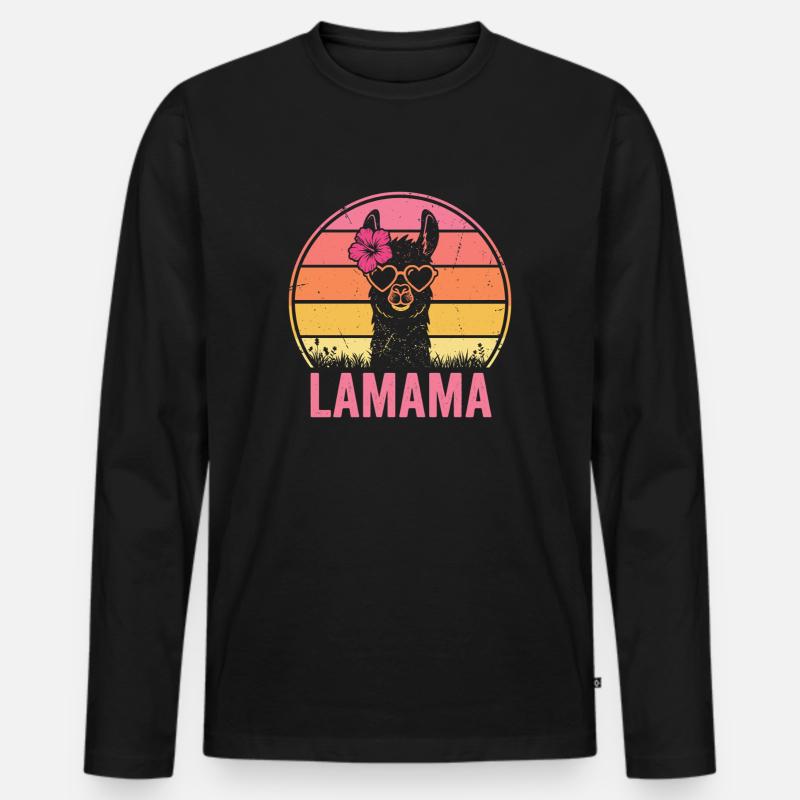 Lamama Llama Mama Mutter Tierliebhaber - Männer Premium Bio Langarmshirt - Schwarz