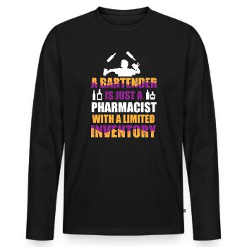 Barman Serveur Barman Barman - T-shirt manches longues Premium bio Homme - noir - Devant - Nico (187cm)