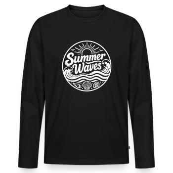 summer waves - Männer Premium Bio Langarmshirt - Schwarz - Vorne - Nico (187cm)
