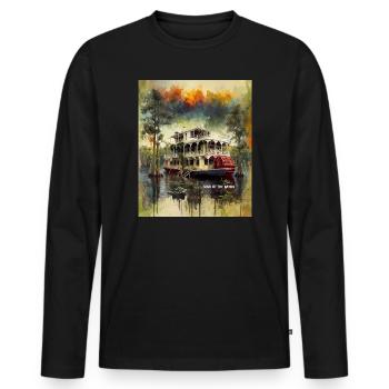 ÂME DU BAYOU - Architecture des bateaux fluviaux du Sud - T-shirt manches longues Premium bio Homme - noir - Devant - Nico (187cm)