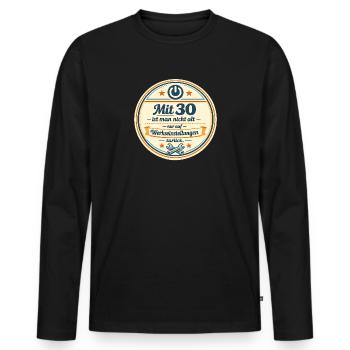 30er Geburtstag Retro Badge - Männer Premium Bio Langarmshirt - Schwarz - Vorne - Nico (187cm)