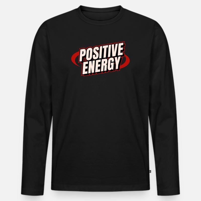 positive Energie - Männer Premium Bio Langarmshirt - Schwarz