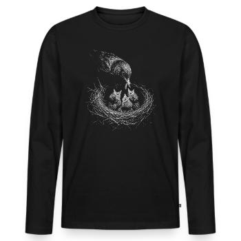 Amsel - Männer Premium Bio Langarmshirt - Schwarz - Vorne - Nico (187cm)