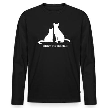 BEST FRIENDS – Katze & Hund Liebe - Männer Premium Bio Langarmshirt - Schwarz - Vorne - Nico (187cm)