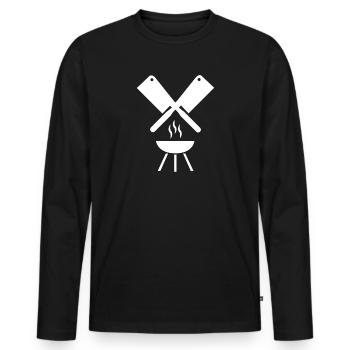 Griller - T-shirt manches longues Premium bio Homme - noir - Devant - Nico (187cm)