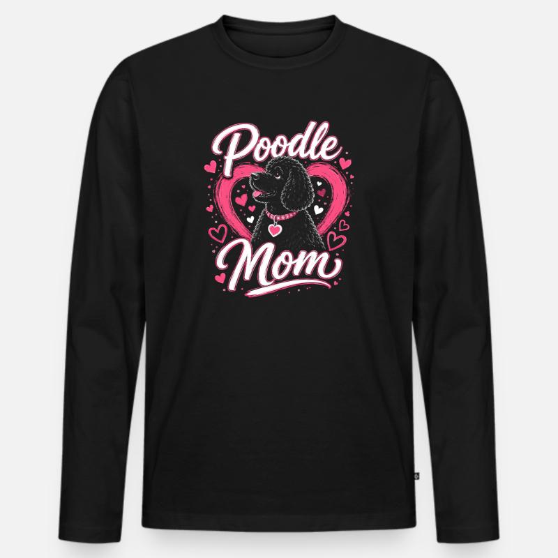 Pudel Mama Herzchen Design - Männer Premium Bio Langarmshirt - Schwarz