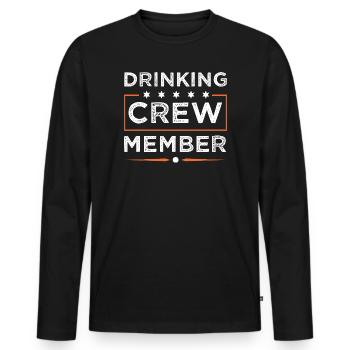 Drinking Crew - Männer Premium Bio Langarmshirt - Schwarz - Vorne - Nico (187cm)