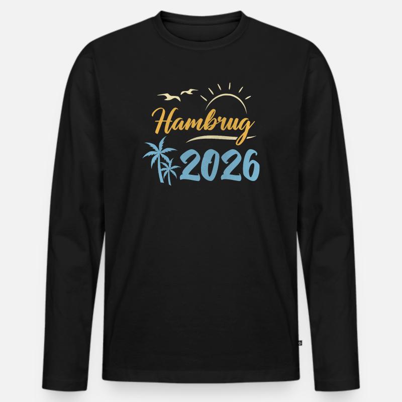 Hamburg 2026 - Männer Premium Bio Langarmshirt - Schwarz