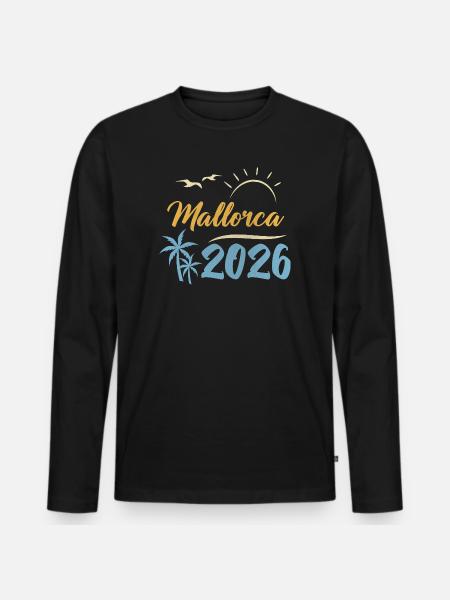 Mallorca 2026 - Männer Premium Bio Langarmshirt - Schwarz