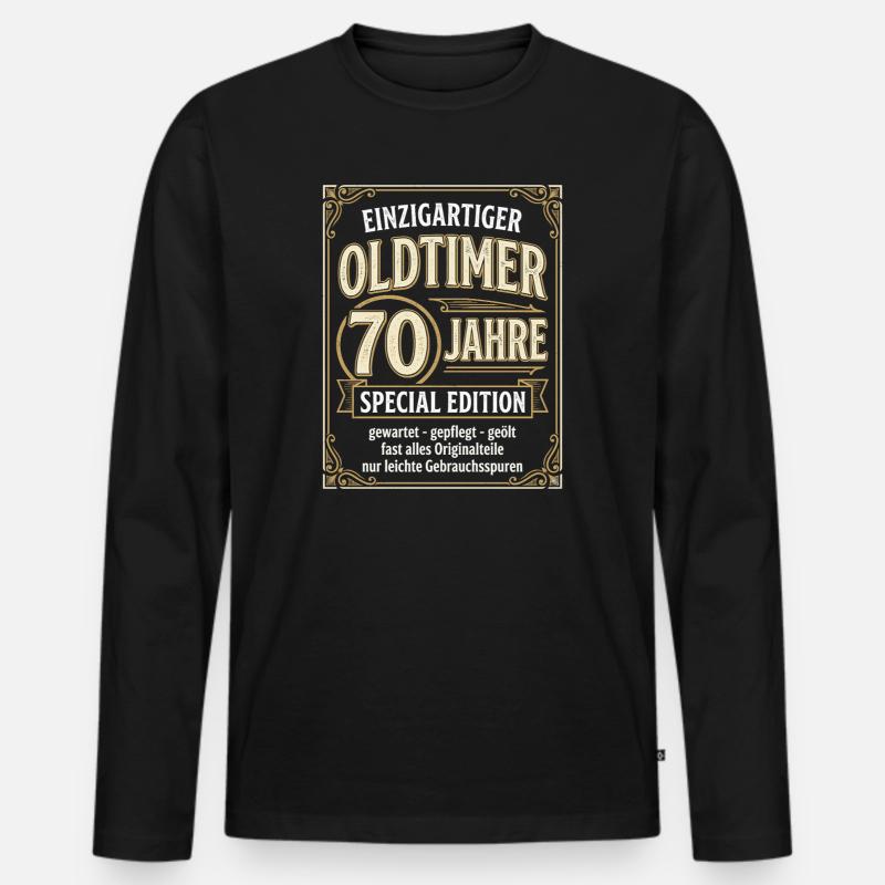 Einzigartiger Oldtimer 70 Jahre Special Edition - Männer Premium Bio Langarmshirt - Schwarz