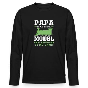 Model Railway Model Making Model Maker - Men's Premium Organic Long Sleeve Shirt - black - Front - Nico (187cm)
