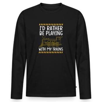 Model Railway Model Making Model Maker - Men's Premium Organic Long Sleeve Shirt - black - Front - Nico (187cm)