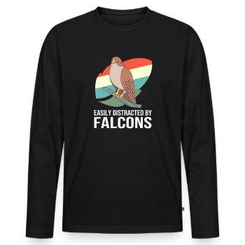 Falconry Chirp Falcon - Men's Premium Organic Long Sleeve Shirt - black - Front - Nico (187cm)