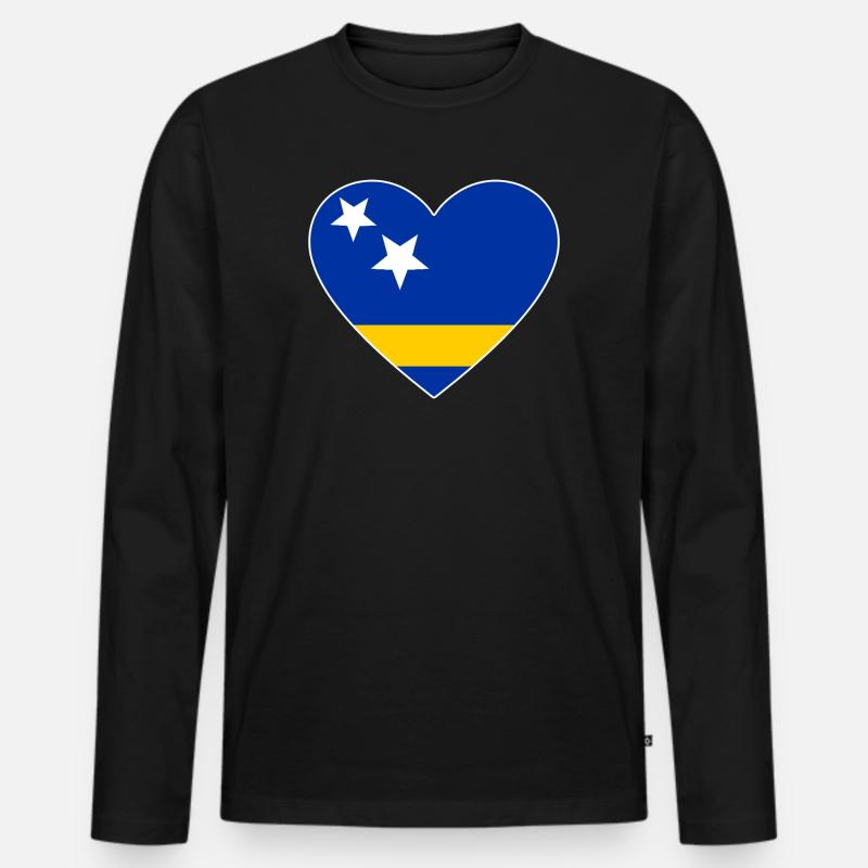 Curaçao_Flagge_Herz - Männer Premium Bio Langarmshirt - Schwarz