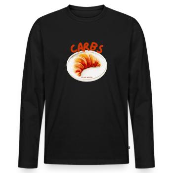 Carbs Croissant Snack - Men's Premium Organic Long Sleeve Shirt - black - Front - Nico (187cm)