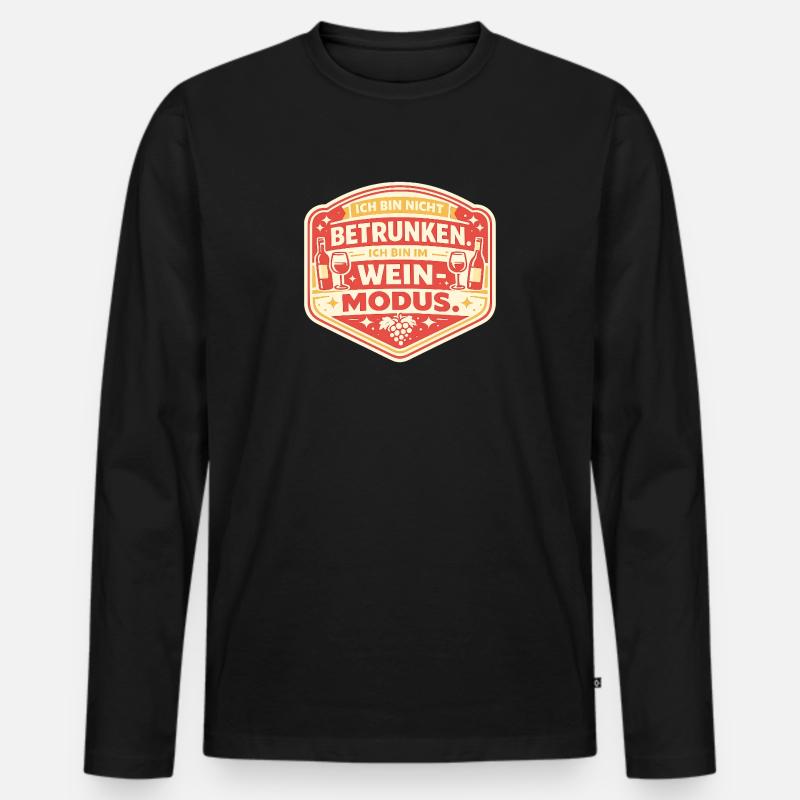 Wein Spruch - Männer Premium Bio Langarmshirt - Schwarz