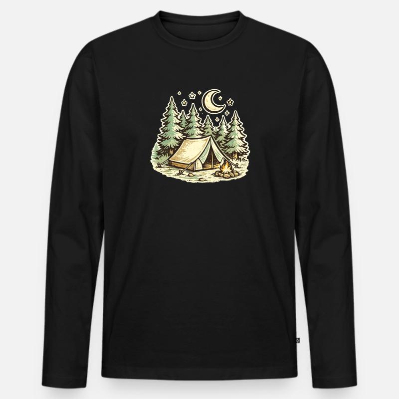 Camping - Männer Premium Bio Langarmshirt - Schwarz