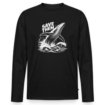 Save the whales - Men's Premium Organic Long Sleeve Shirt - black - Front - Nico (187cm)