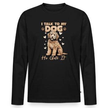 Goldendoodle Dog Breed - Men's Premium Organic Long Sleeve Shirt - black - Front - Nico (187cm)